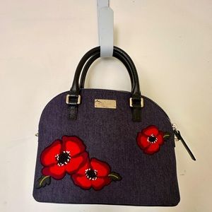 KATE SPADE NEW YORK Denim handbag with embroidered flowers; New w/o tags
